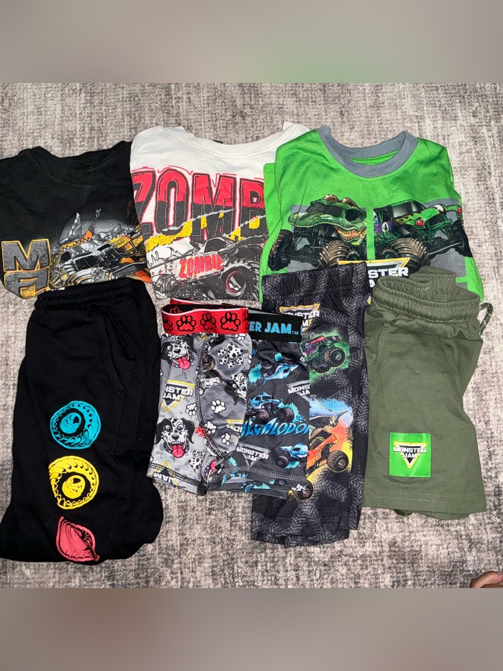 Monster Jam Kids Tee and Shorts Set - Green, Black, Gray